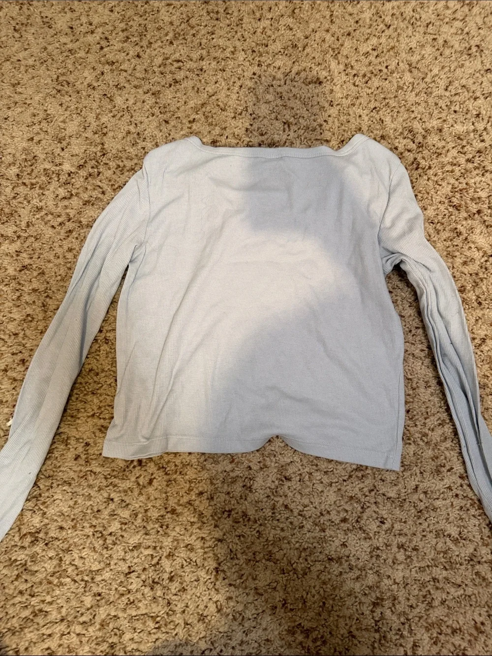 Old Navy Light Blue Ribbed Long Sleeve Tee